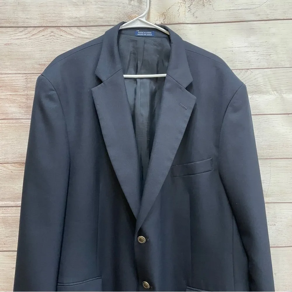 STAFFORD WOOL BLEND BLAZER IN‎ NAVY BLUE